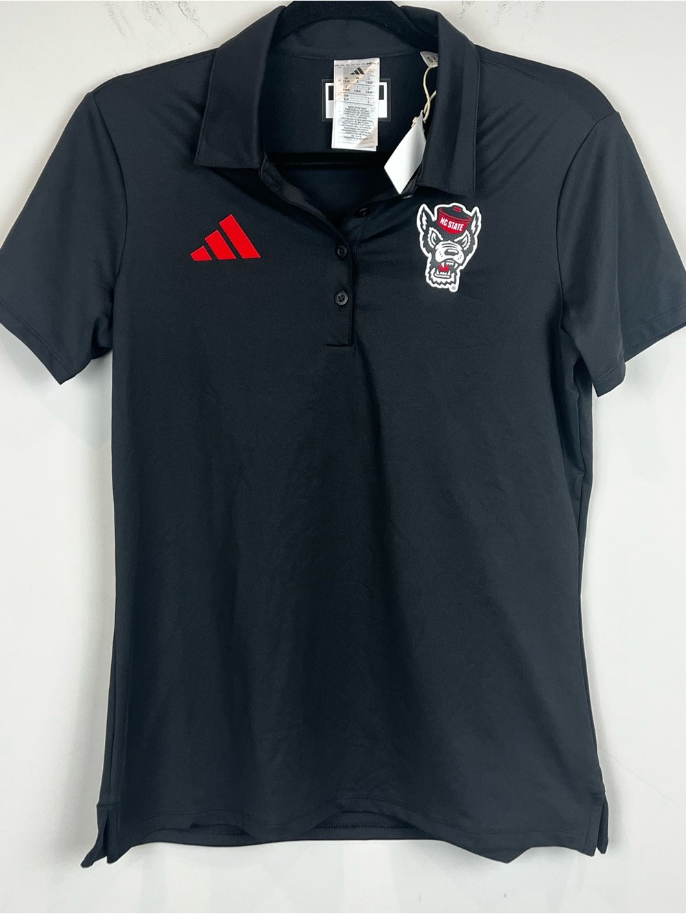 NWT Adidas NC State Wolfpack Women's Black Performance Polo Shirt Size Small